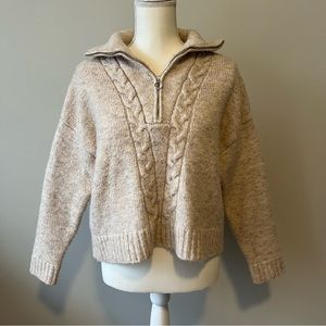 Cable Knit Quarter Zip Sweater